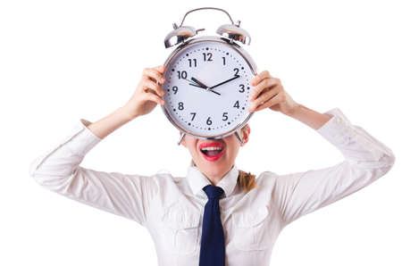 Woman businesswoman with giant clock