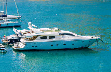 Port with many yachts on summer dayの写真素材