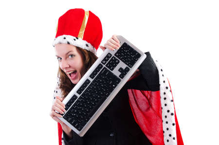 Woman queen in funny conceptの写真素材