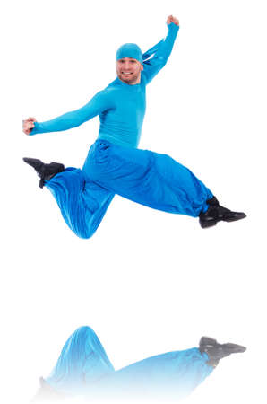 Dancer in wide trousers on whiteの写真素材