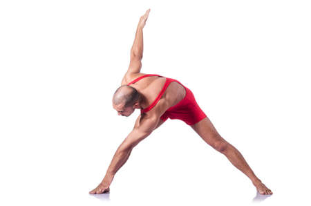 Young wrestler isolated on the whiteの写真素材