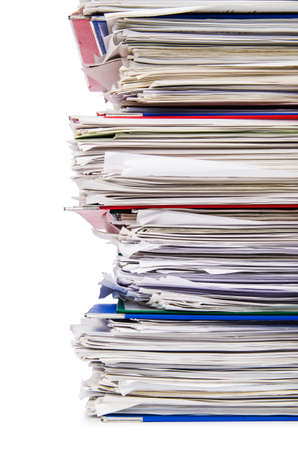 Pile of papers isolated on whiteの写真素材