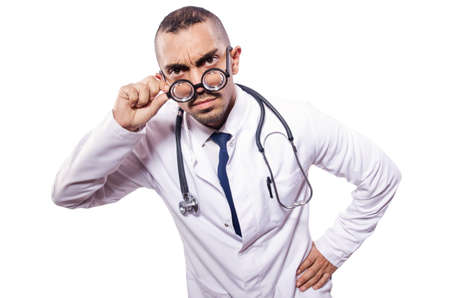 Funny doctor isolated on the white