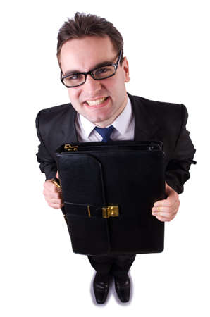 Young funny businessman on white backgroundの写真素材