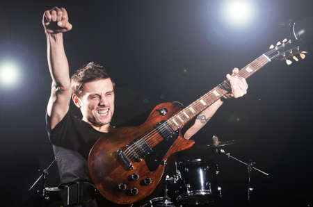 Guitar performer during the concertの写真素材