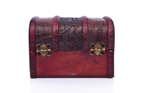 Old chest isolated on the white backgroundの写真素材