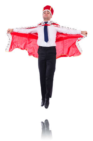 King businessman isolated on whiteの写真素材