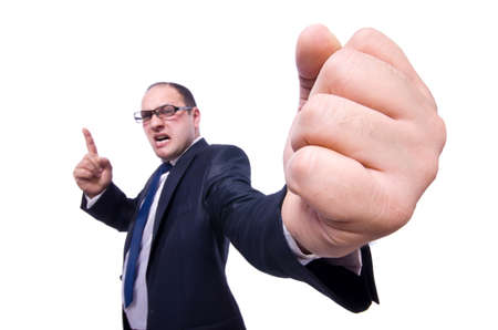 Funny businessman isolated on white