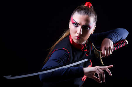 Woman in japanese martial art concept