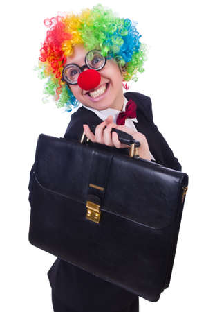 Woman clown businesswoman isolated on whiteの写真素材