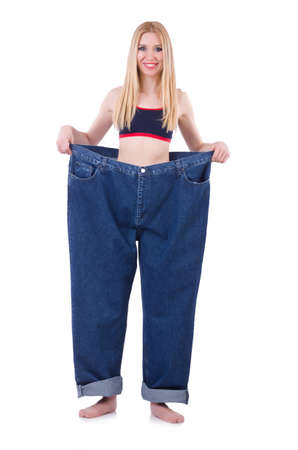Dieting concept with oversize jeansの写真素材