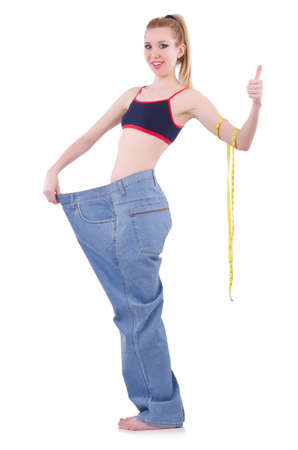 Dieting concept with oversize jeansの写真素材
