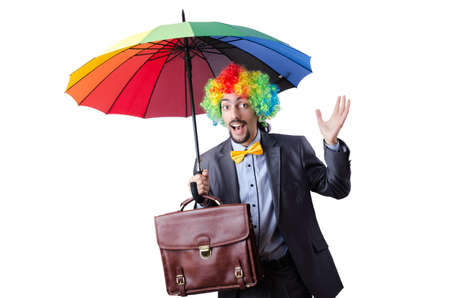 Clown businessman isolated on whiteの写真素材