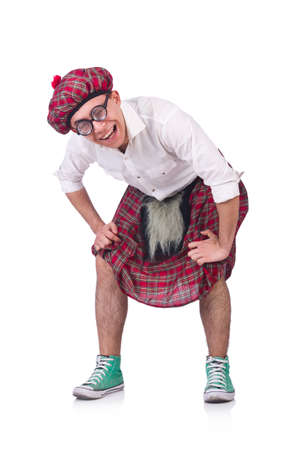 Funny scotsman isolated on the whiteの写真素材
