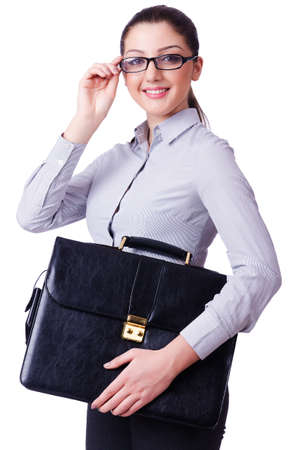 Young businesswoman isolated on whiteの写真素材