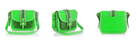 Elegant woman bag isolated on whiteの写真素材