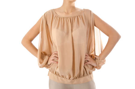 Woman in fashion dress concept on whiteの写真素材