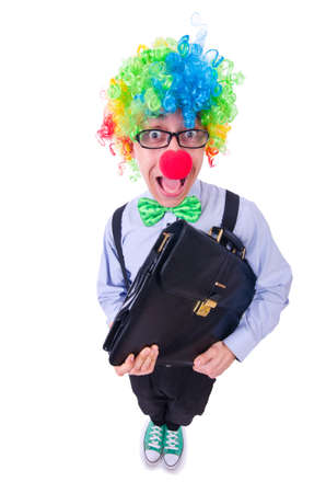 Clown businessman isolated on whiteの写真素材