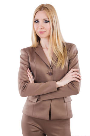 Model wearing fashionable clothing on whiteの写真素材