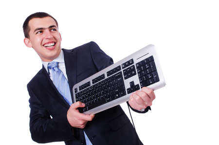 Computer geek nerd in funny conceptの写真素材