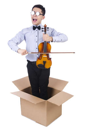 Man playing violin from the boxの写真素材
