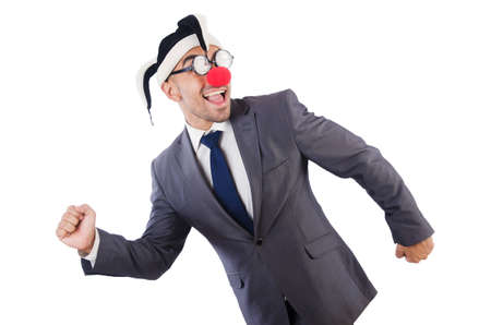 Businessman clown isolated on whiteの写真素材
