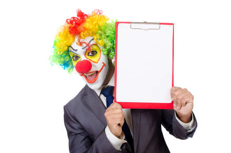 Businessman clown isolated on whiteの写真素材