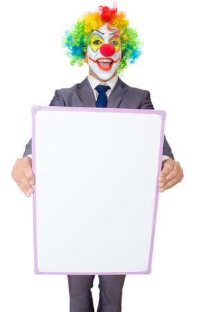Businessman clown isolated on whiteの写真素材