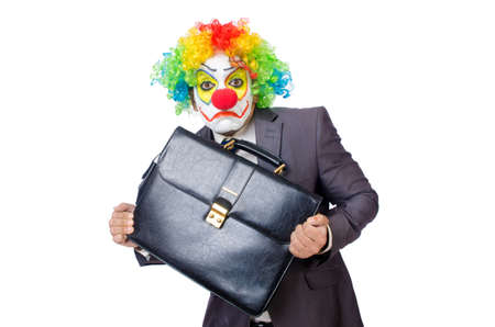 Businessman clown isolated on whiteの写真素材