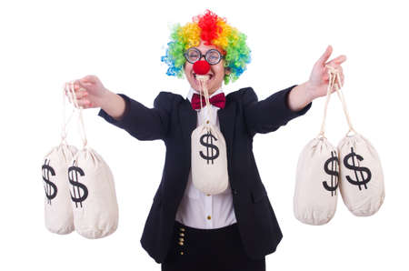 Businessman clown isolated on whiteの写真素材