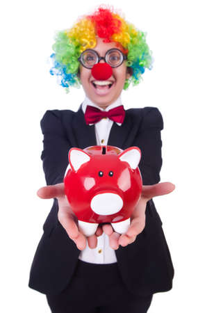 Businessman clown isolated on whiteの写真素材