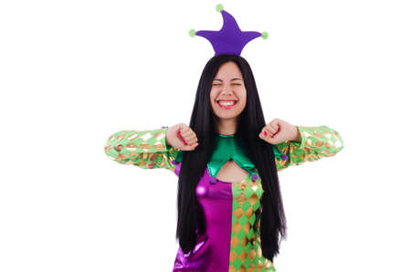 Woman clown isolated on whiteの写真素材