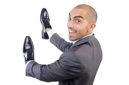 Man with choice of shoesの写真素材
