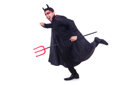 Man in devil costume in halloween concept