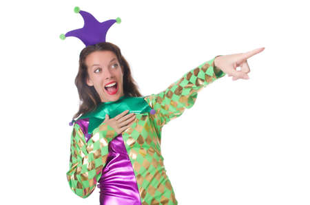 Funny clown isolated on whiteの写真素材