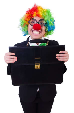 Woman clown businesswoman isolated on whiteの写真素材