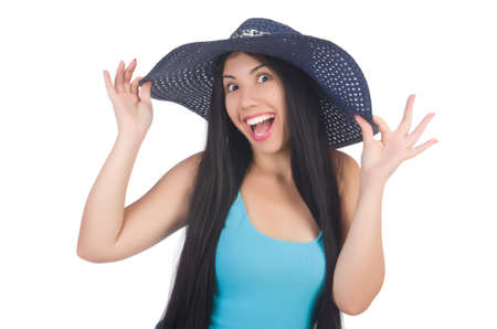 Woman wearing panama ready for summer vacationの写真素材