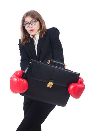 Funny boxer isolated on whiteの写真素材