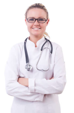 Woman doctor isolated on whiteの写真素材