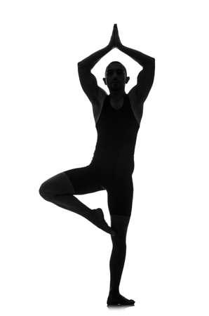 silhouette of male dancer isolated on whiteの写真素材