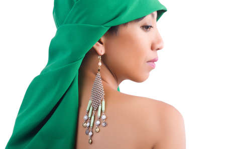 Japanese woman isolated on the whiteの写真素材