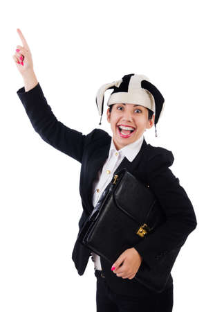 Businessman clown isolated on whiteの写真素材