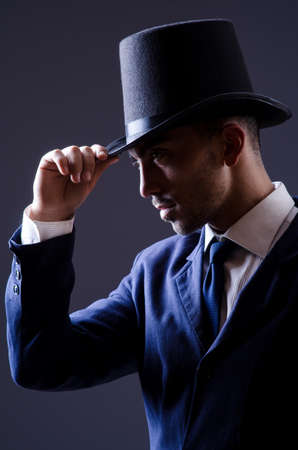 Businessman in old style hatの写真素材