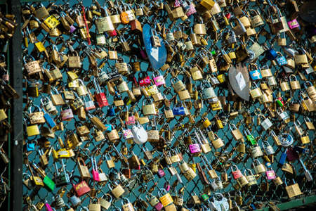 Locks of love at Paris bridgeのeditorial素材