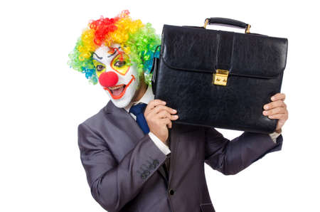 Businessman clown isolated on whiteの写真素材