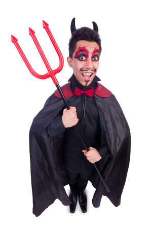 Man in devil costume in halloween concept