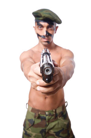 Soldier isolated on the white backgroundの写真素材
