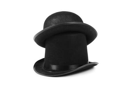 Black tophat top hat isolated on the whiteの写真素材