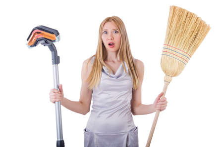 Woman doing housekeeping stuff at homeの写真素材