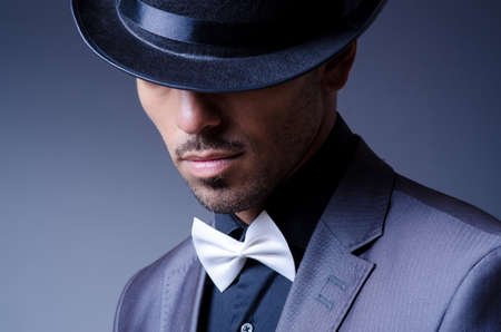 Businessman in old style hatの写真素材